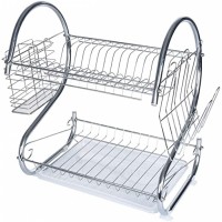 2 Layer Dish Drainer Rack Stainless Steel